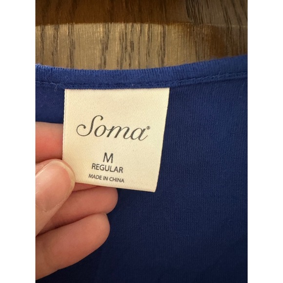 Soma Intimates Long Sleeve Top Medium Blue Scoop Neck Soft Everyday Layering - Picture 2 of 4